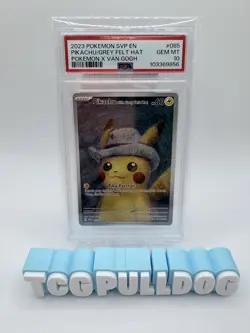 2023 POKEMON SVP EN-SV BLACK STAR PROMO #085 PIKACHU WITH GREY FELT HAT PSA 10 - Image 1