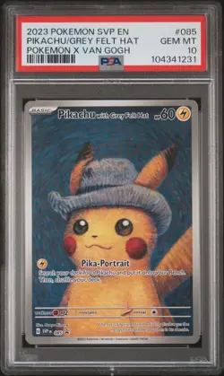 2023 POKEMON SVP EN-SV BLACK STAR PROMO #085 PIKACHU WITH GREY FELT HAT PSA 10 - Image 1