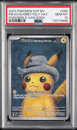 2023 POKEMON SVP EN-SV BLACK STAR PROMO #085 PIKACHU WITH GREY FELT HAT PSA 10 - Image 1