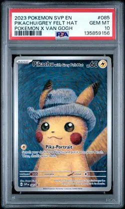 2023 POKEMON SVP EN-SV BLACK STAR PROMO #085 PIKACHU WITH GREY FELT HAT PSA 10 - Image 1
