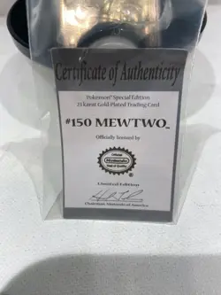 Pokemon #150 MewTwo 23K Gold Plated 1999 Burger King Trading Card W Cert Of Auth - Image 2
