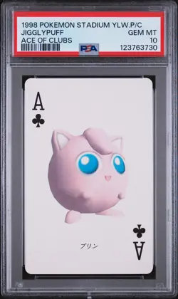 1998 POKEMON STADIUM YELLOW VERSION PLAYING CARDS ACE OF CLUBS JIGGLYPUFF PSA 10 - Image 1