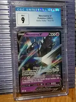 2021 Pokemon Battle Styles 063/163 Necrozma V Card Graded CGC 9 Mint Slab - Image 2