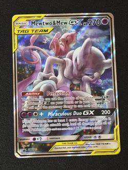 Pokemon Card - Mewtwo & Mew GX SM191 Tag Team Black Star Promo Holo NM - Image 1