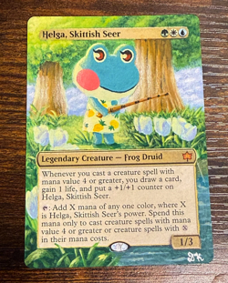 Helga, Skittish Seer Magic the Gathering altered art hand painted - Image 1