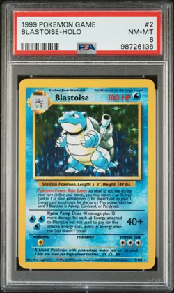 1999 POKEMON GAME #2 BLASTOISE-HOLO PSA 8 - Image 1