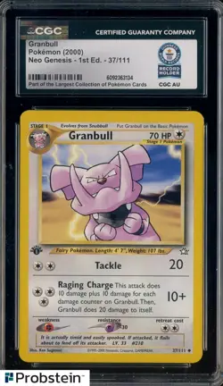 2000 Pokemon Neo Genesis 1st Edition #37/111 Granbull CGC Authentic - Image 1