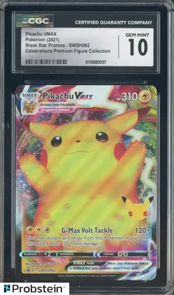 2021 Pokemon BSP #SWSH062 Pikachu Vmax Celebrations Prem Figure Coll CGC 10 - Image 1