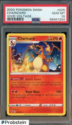 2020 Pokemon SWSH Vivid Voltage #025 Charizard PSA 10 GEM MINT - Image 1