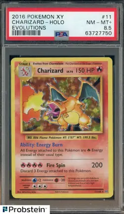 2016 Pokemon XY Evolutions #11 Charizard Holo PSA 8.5 NM-MT+ - Image 1