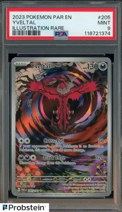 2023 Pokemon PAR En Illustration Rare #205 Yveltal PSA 9 MINT - Image 1