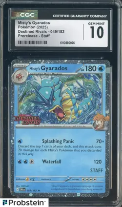2025 Pokemon Destined Rivals #049 Misty's Gyarados Staff Stamped CGC 10 GEM MINT - Image 1
