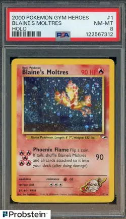 2000 Pokemon Gym Heroes #1 Blaine's Moltres Holo PSA 8 NM-MT - Image 1