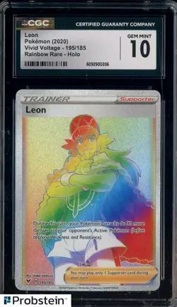 2020 Pokemon Vivid Voltage #195/185 Leaon Rainbow Rare Holo CGC 10 GEM MINT - Image 1