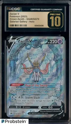 2023 Pokemon Crown Zenith #GG48/GG70 Zacian V Galarian Gallery CGC 10 PRISTINE - Image 1