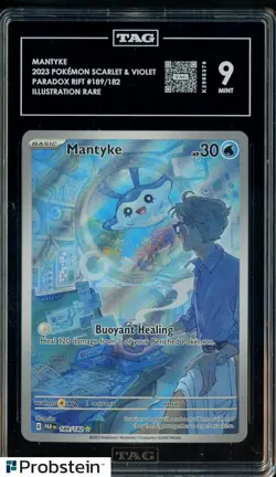 2023 Pokemon Scarlet & Violet Paradox Rift #189/182 Mantyke TAG 9 MINT - Image 1