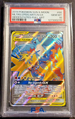 2019 POKEMON SUN & MOON HIDDEN FATES MOLTRES/ZAPDOS/ARTICUNO GX #66 PSA 10 - Image 1