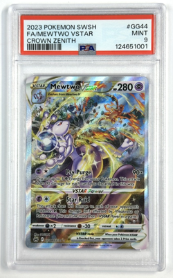 2023 Pokemon Sword & Shield Full Art Mewtwo VStar Crown Zenith PSA 9 - Image 1