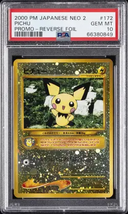 2000 POKEMON JPN NEO 2 PROMO REVERSE FOIL #172 PICHU PSA 10 - Image 1