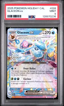 2025 POKEMON HOLIDAY CALENDAR #026 GLACEON EX PSA 9 - Image 1
