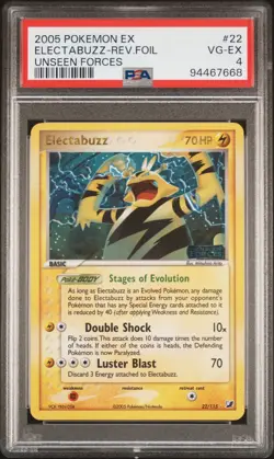 2005 POKEMON EX UNSEEN FORCES #22 ELECTABUZZ-REVERSE FOIL PSA 4 - Image 1