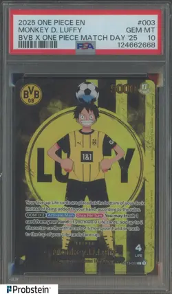 2025 One Piece EN BVB X One Piece Match Day #003 Monkey D. Luffy PSA 10 - Image 1
