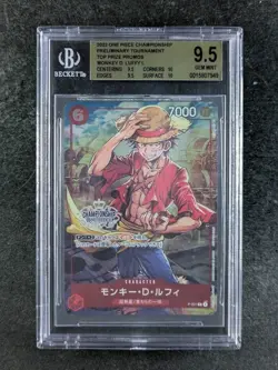 2022 One Piece Championship Top Prize MONKEY D. LUFFY Promo #P-001 BGS 9.5 - Image 1