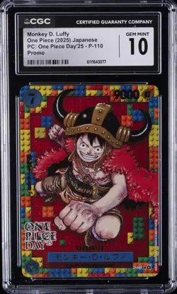 2025 ONE PIECE JPN PC: ONE PIECE DAY '25 PROMO MONKEY D. LUFFY CGC 10 GEM MINT - Image 1