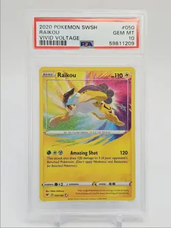 RAIKOU 2020 POKEMON SWSH VIVID VOLTAGE AMAZING RARE A 050/185 PSA 10 Q0465 - Image 1