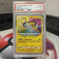 2020 Pokemon Raikou 050/185 SWSH04: Vivid Voltage Holo PSA 10 Gem Mint - Image 1