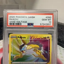 2020 Pokemon Raikou 050/185 SWSH04: Vivid Voltage Holo PSA 10 Gem Mint - Image 2