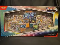 Lucario Tyranitar EX Prismatic Evolutions Pokemon Premium Collection SEALED Box - Image 1