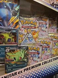 Lucario Tyranitar EX Prismatic Evolutions Pokemon Premium Collection SEALED Box - Image 3