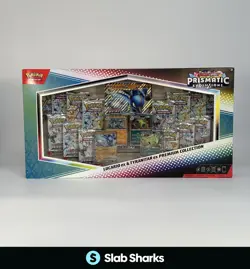 POKEMON PRISMATIC EVOLUTIONS LUCARIO TYRANITAR EX PREMIUM COLLECTION BOX - Image 1