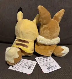 NEW Eevee AND Pikachu Poncho Cape Poke Plush Pokemon Center Exclusives LOT OF 2 - Image 4