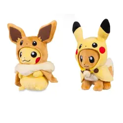 NEW (In Bag) Eevee And Pikachu Poncho Cape Poke Plush Pokemon Center Exclusives - Image 2