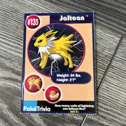 Jolteon 1999 Original 151 Pokemon Burger King PokeTrivia Trading Card #135 - Image 1