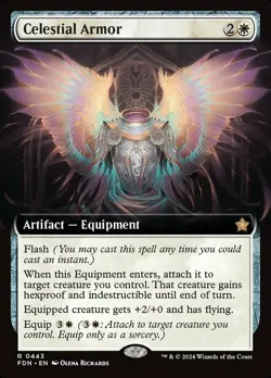 x1 Celestial Armor - Foil - Extended Art - Foundations - NM - MTG - Image 1