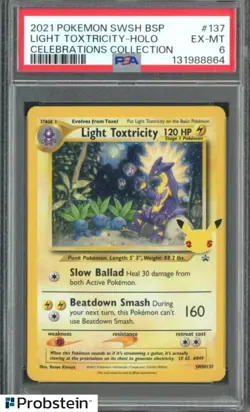 2021 POKEMON SWSH BLACK STAR PROMO #137 LIGHT TOXTRICITY-HOLO CELEBRATIONS PSA 6 - Image 1