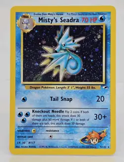 2000 Pokemon Misty’s Seadra Holo Pre Release Gym Heroes 9/132 With Swirl - Image 1