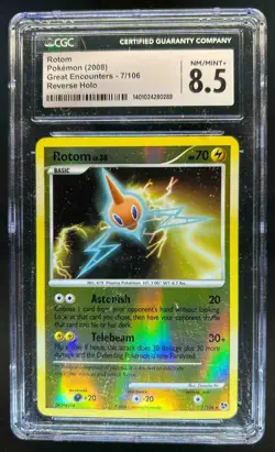 2008 Pokemon Diamond & Pearl Great Encounters Rotom Reverse Holo #7/106 CGC 8.5 - Image 1