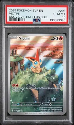2025 Pokemon SVP 208 Victini PSA 10 Graded Illustration Rare Promo Unova 398 - Image 1