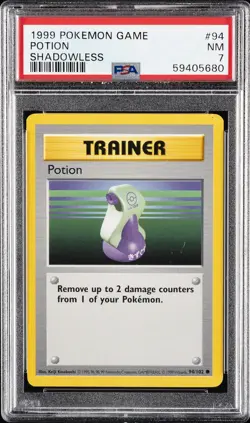 1999 POKEMON GAME SHADOWLESS #94 POTION PSA 7 - Image 1