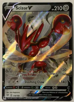 Scizor V 118/189 Ultra Rare Darkness Ablaze Pokemon TCG Near Mint Holo SWSH - Image 1