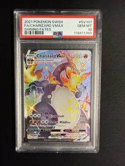 2021 POKEMON SWORD & SHIELD SHINING FATES #SV107 FULL ART/CHARIZARD VMAX PSA 10 - Image 1