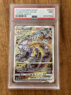 2023 Pokemon Sword & Shield Full Art Mewtwo VStar Crown Zenith PSA 9 - Image 1