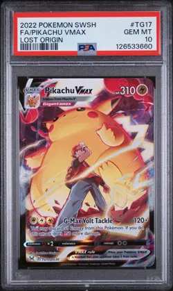 2022 POKEMON SWORD & SHIELD LOST ORIGIN #TG17 FULL ART/PIKACHU VMAX PSA 10 - Image 1