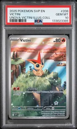2025 Pokemon SVP 208 Victini PSA 10 Graded Illustration Rare Promo Unova 385 - Image 1