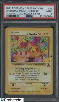2021 POKEMON CELEBRATIONS CLASSIC COLLECTION #24 BIRTHDAY PIKACHU-HOLO BSP PSA 9 - Image 1