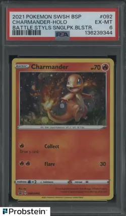 2021 POKEMON SWSH BSP #092 CHARMANDER-HOLO BATTLE STYLS SNGLPK.BLSTR PSA 6 - Image 1